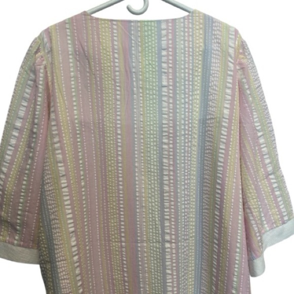 Woman Within Seersucker Zip Front Embroidered Nightgown Mumu House Dress Size 2X - Picture 7 of 10